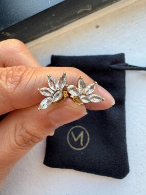 Mejuri Gold Floral Marquise Crystal Stud Earrings